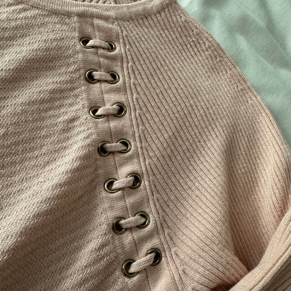 Calvin Klein Blush Ribbed Knit Top - Picture 5 of 7